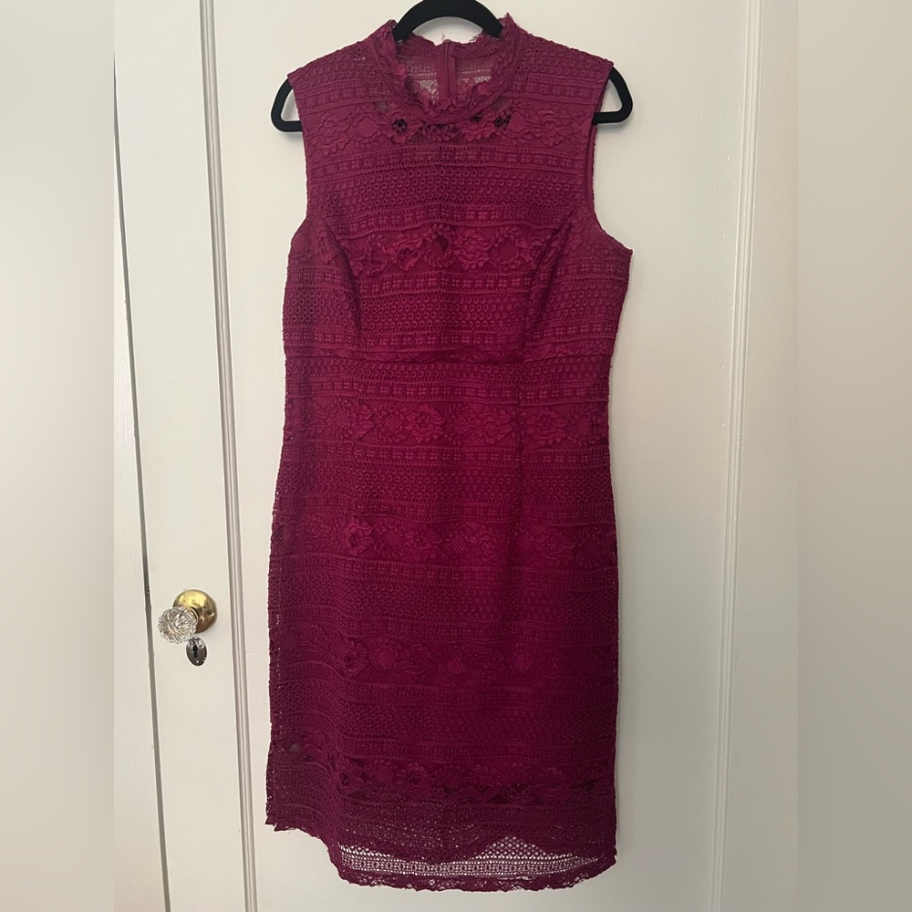 Enfocus Studio Burgundy Lace Midi Dress